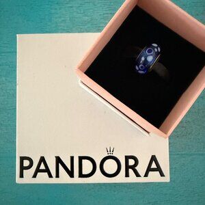 Retired Pandora Blue & White Bubble Murano Glass Charm Bead Sterling Silver 925